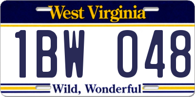 WV license plate 1BW048