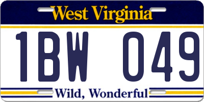 WV license plate 1BW049