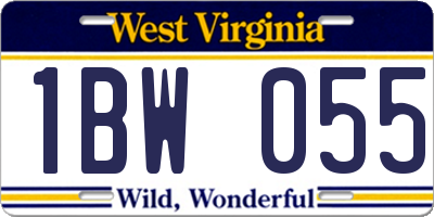 WV license plate 1BW055