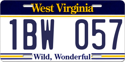 WV license plate 1BW057