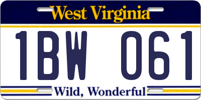 WV license plate 1BW061