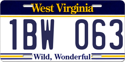 WV license plate 1BW063