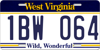 WV license plate 1BW064