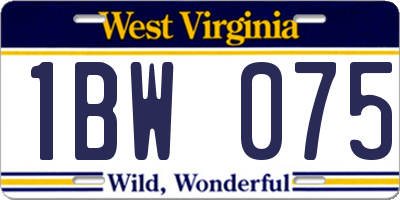 WV license plate 1BW075