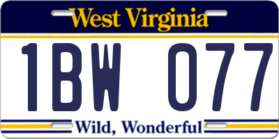 WV license plate 1BW077