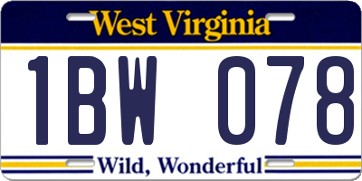 WV license plate 1BW078