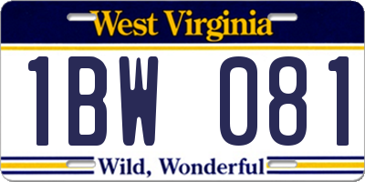 WV license plate 1BW081