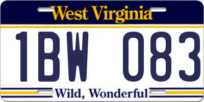 WV license plate 1BW083