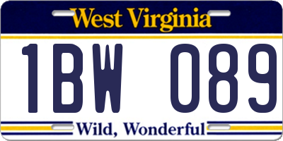 WV license plate 1BW089