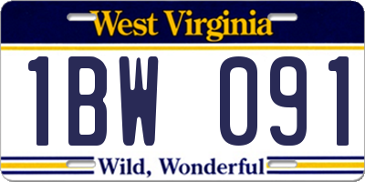 WV license plate 1BW091