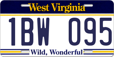 WV license plate 1BW095