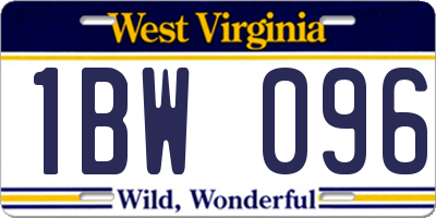 WV license plate 1BW096