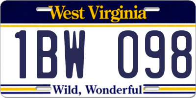 WV license plate 1BW098