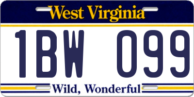 WV license plate 1BW099