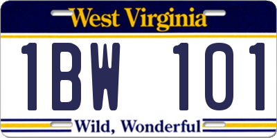 WV license plate 1BW101