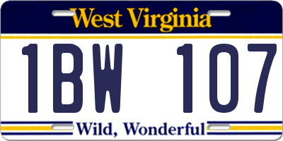 WV license plate 1BW107