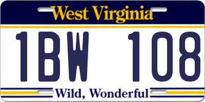 WV license plate 1BW108