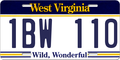 WV license plate 1BW110