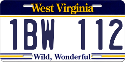 WV license plate 1BW112