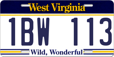 WV license plate 1BW113