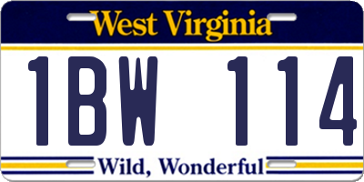WV license plate 1BW114
