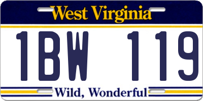 WV license plate 1BW119