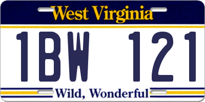 WV license plate 1BW121
