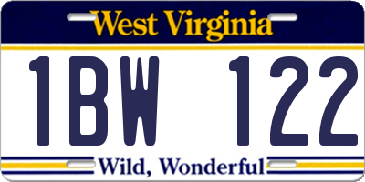 WV license plate 1BW122