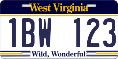 WV license plate 1BW123