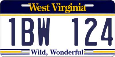 WV license plate 1BW124