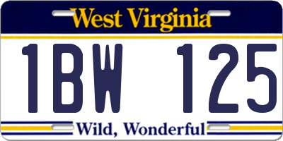 WV license plate 1BW125