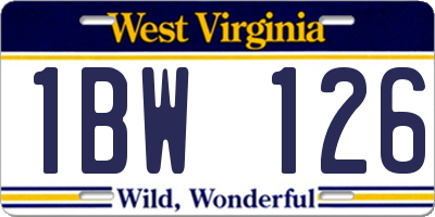 WV license plate 1BW126