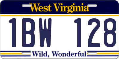 WV license plate 1BW128