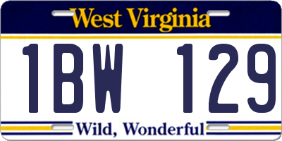 WV license plate 1BW129