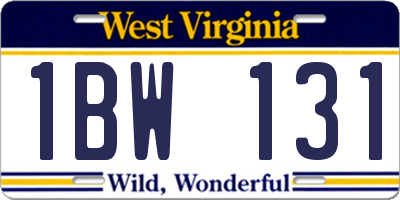 WV license plate 1BW131