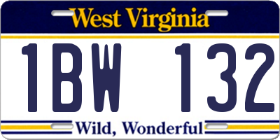 WV license plate 1BW132