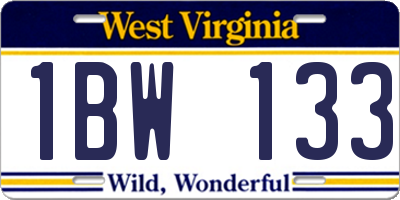 WV license plate 1BW133