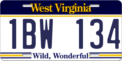 WV license plate 1BW134