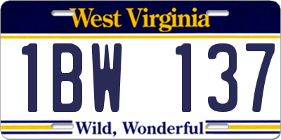 WV license plate 1BW137