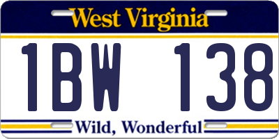 WV license plate 1BW138