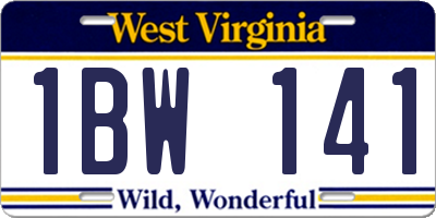 WV license plate 1BW141