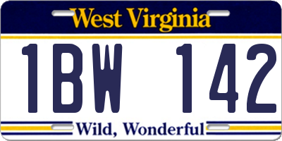 WV license plate 1BW142