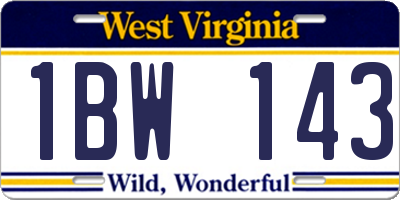 WV license plate 1BW143