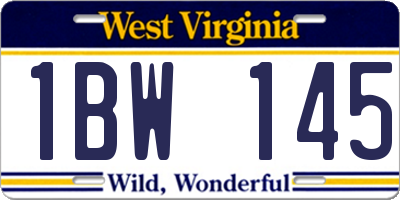 WV license plate 1BW145