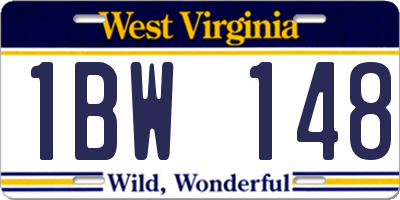 WV license plate 1BW148
