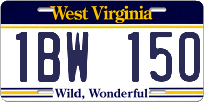 WV license plate 1BW150