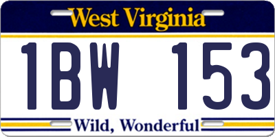 WV license plate 1BW153