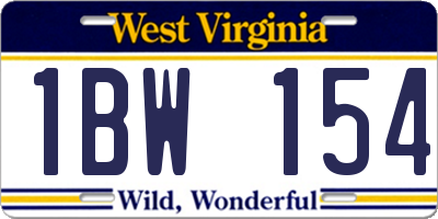WV license plate 1BW154