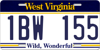 WV license plate 1BW155