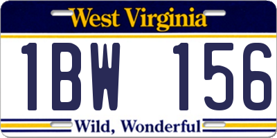 WV license plate 1BW156